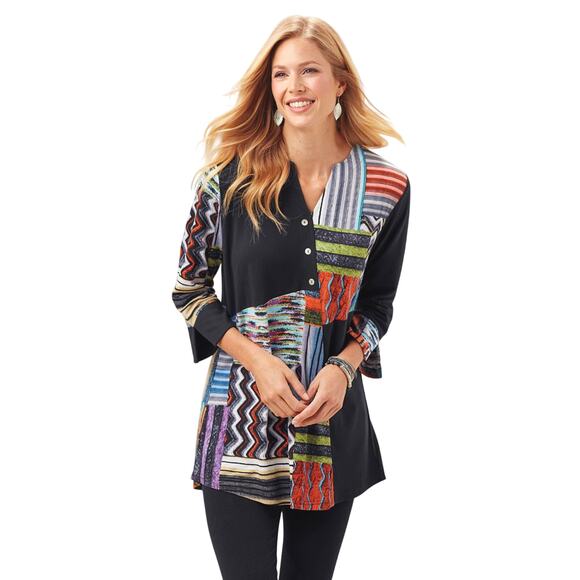 Parsley & Sage Tunic Top ArtsyLagenlook Patchwork - Picture 2 of 8